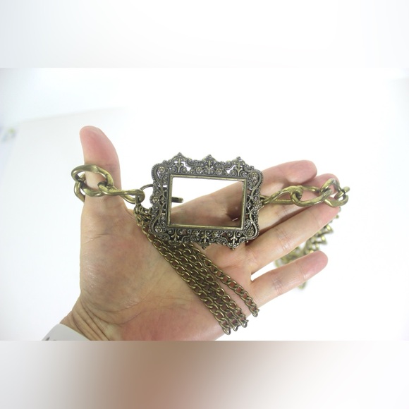 Chunky Gold Metal Chain Belt Solid Brass Eighties - Picture 3 of 8